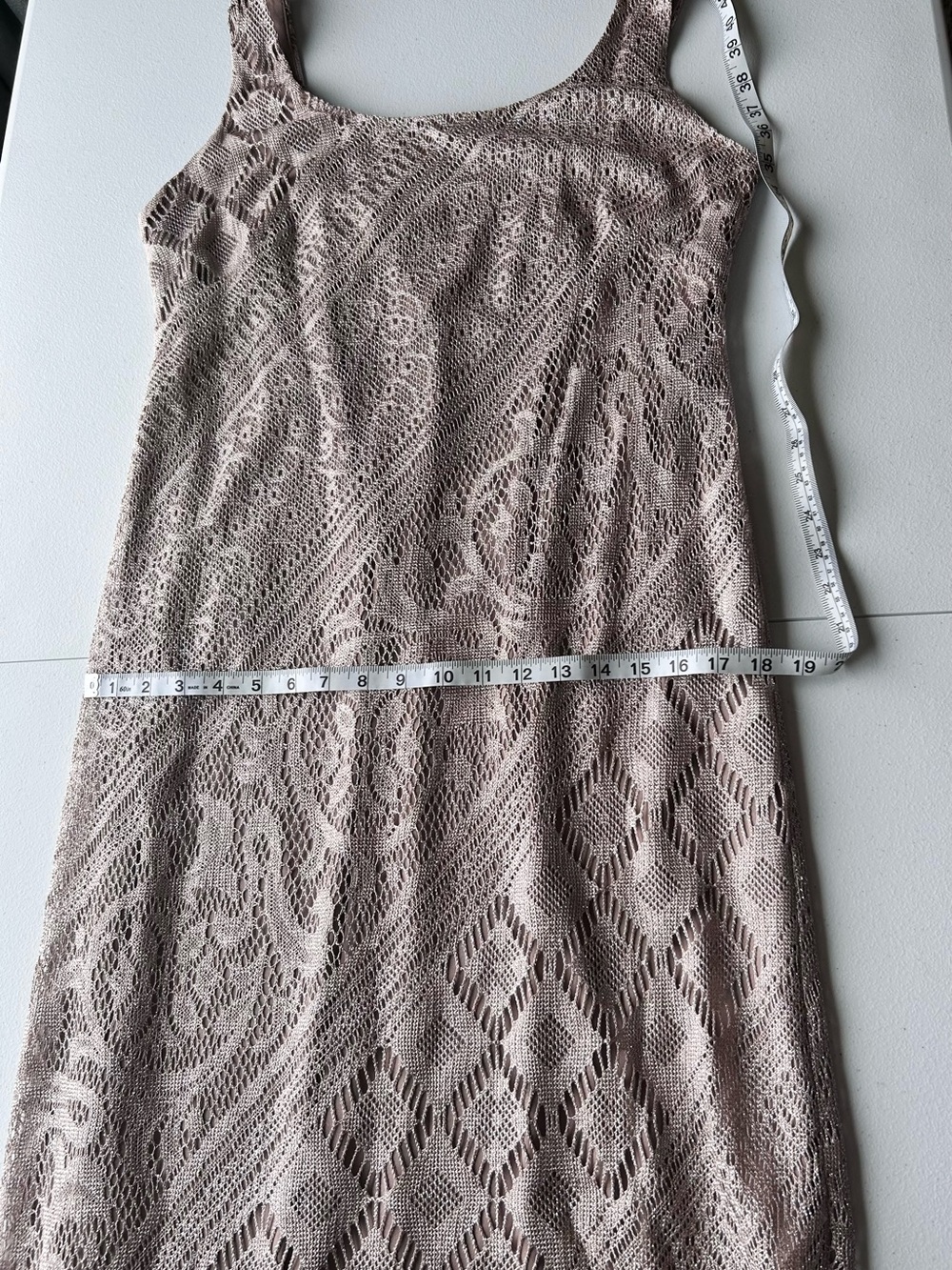 Vintage 90s S.L. Fashions Metallic Crochet Lace & Chiffon Cape 2-Piece Dress Set - Picture 11 of 15